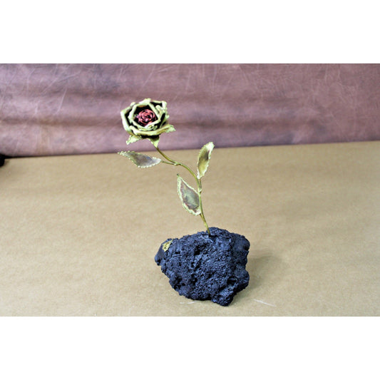 Brass Copper Rose Metal Sculpture Keepsake Personalized "Cole"