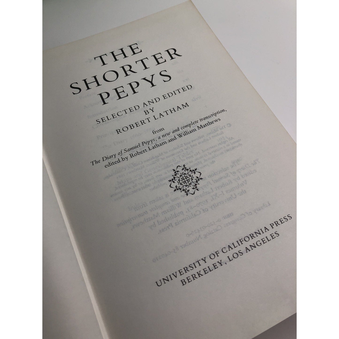 ROBERT LATHAM The Shorter Pepys University California Press 1985