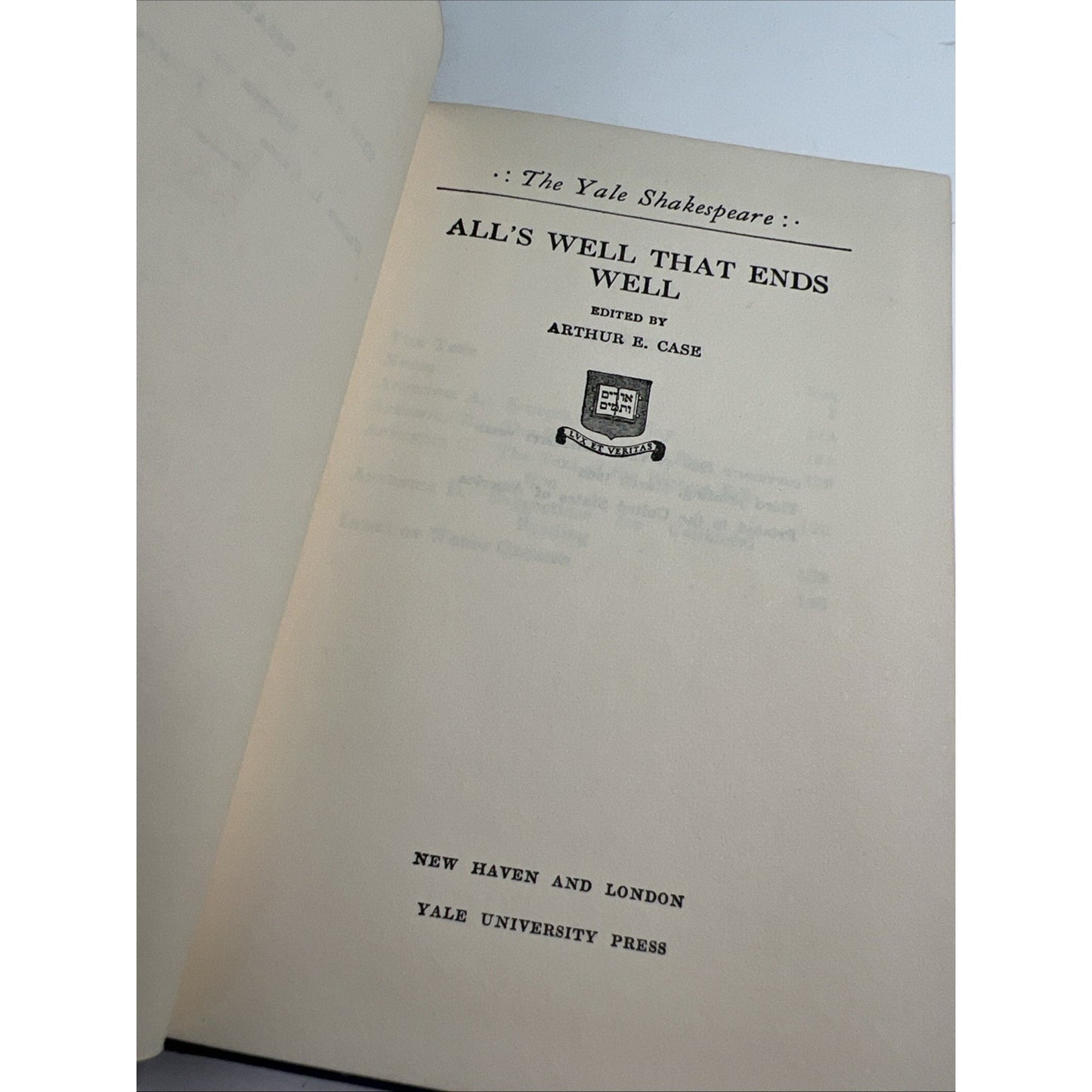 The Yale Shakespeare Hardcover ALL’S WELL THAT ENDS WELL 1965 3rd Printing