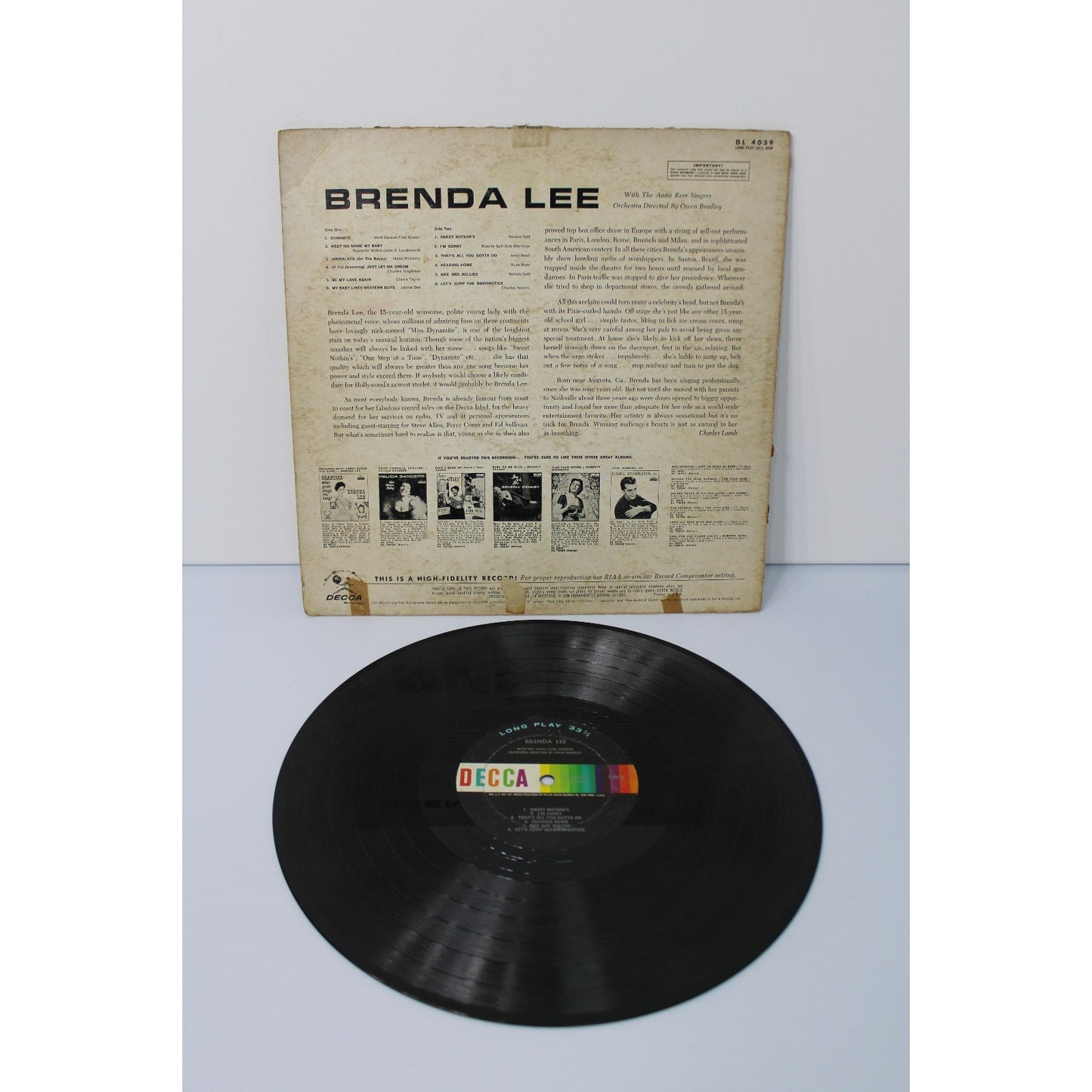 Brenda Lee- 1960 Decca DL 4039, Self-Titled Debut at Age 15, Mono, I'm Sorry- G+