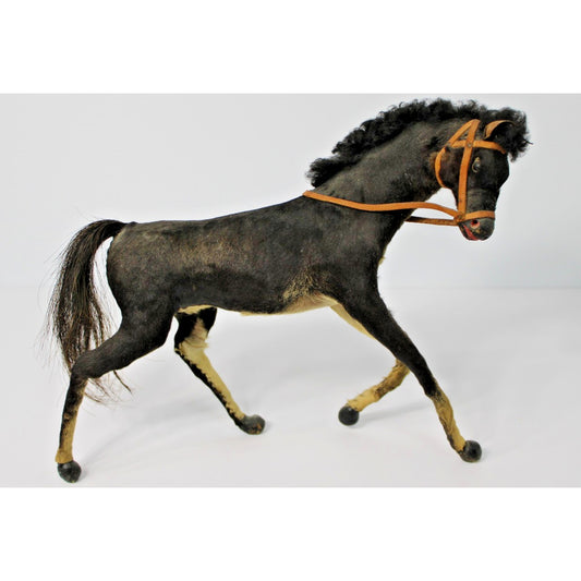 Vintage Model Horse Realistic Figure Real Hair Glass Eyes Saddle 10" Tall