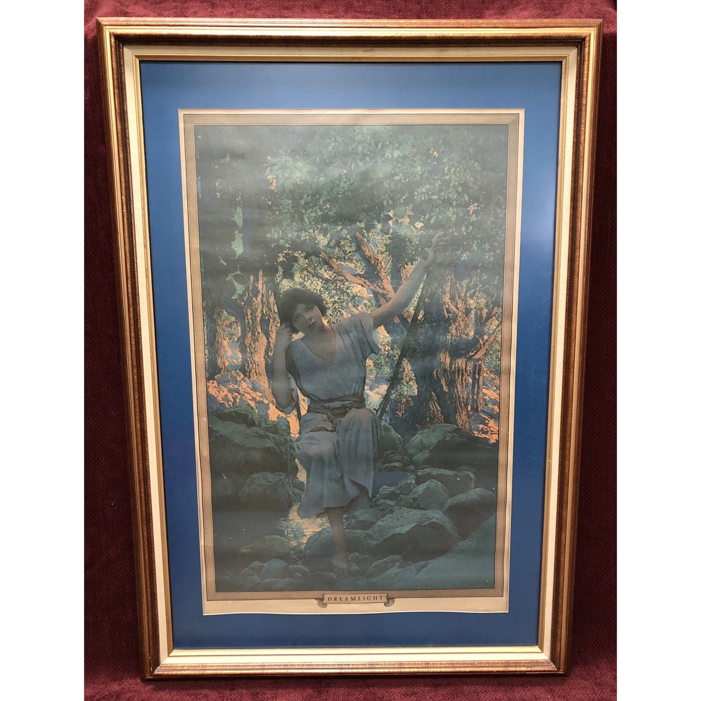 1924 Maxfield Parrish DREAMLIGHT Print 40”x28” Framed Edison Lamp Works GE