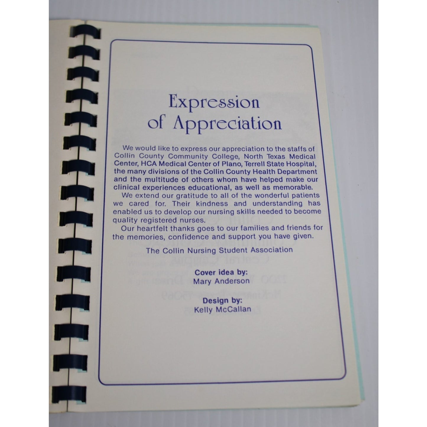 Vintage 1992 Prescriptions For the Pallet Collin County Texas Nursing Cookbook
