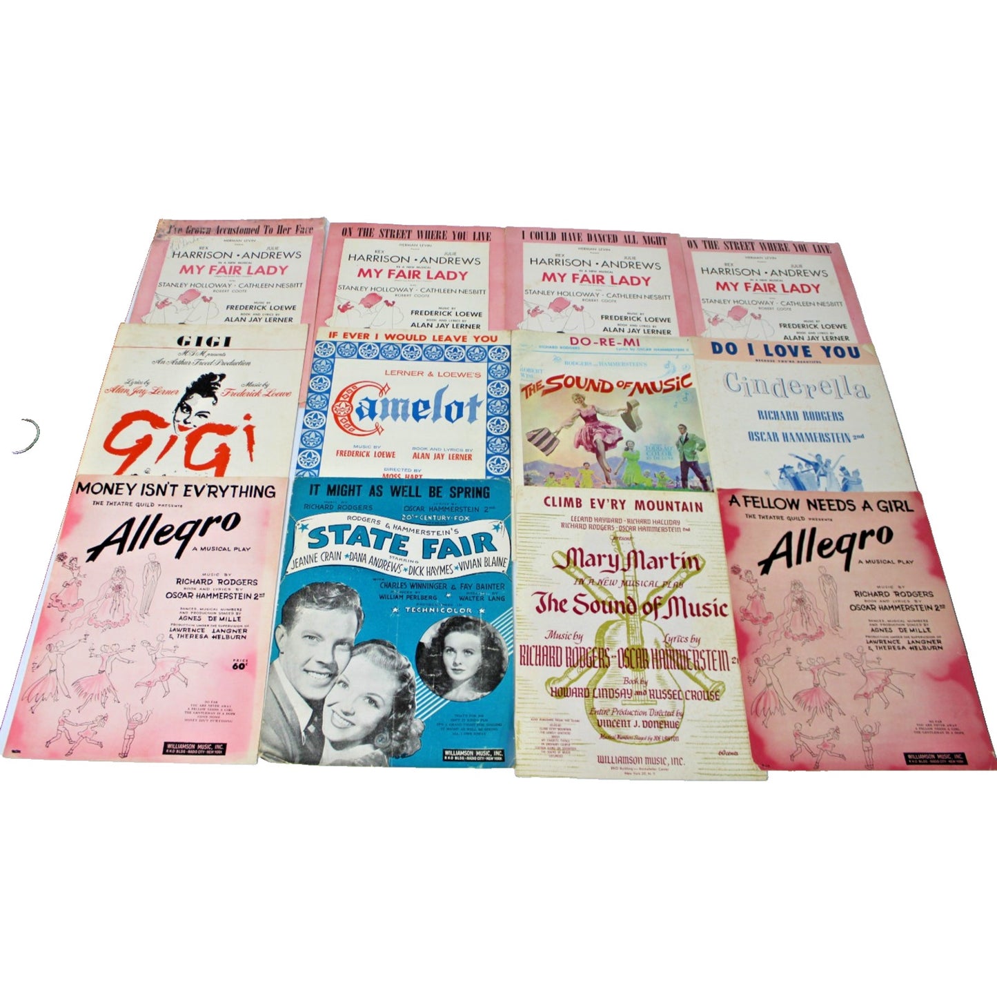 12 Pc Vintage Sheet Music: Lerner & Loewe, Rodgers & Hammerstein