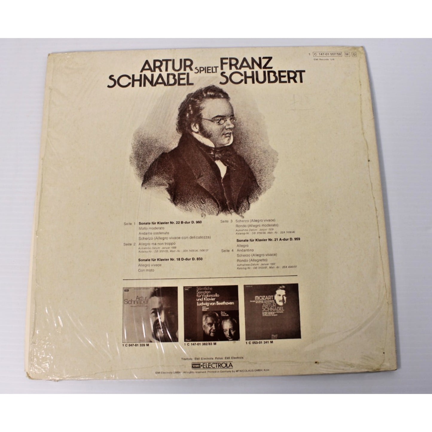 Arthur Schnabel- Spielt FRANZ SCHUBERT Gatefold Classical Vinyl EMI Import- NM!