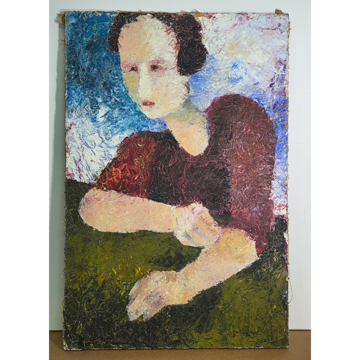Large Vintage Mid-Century Modern Expressionist Impasto Portrait - Anco Bilt