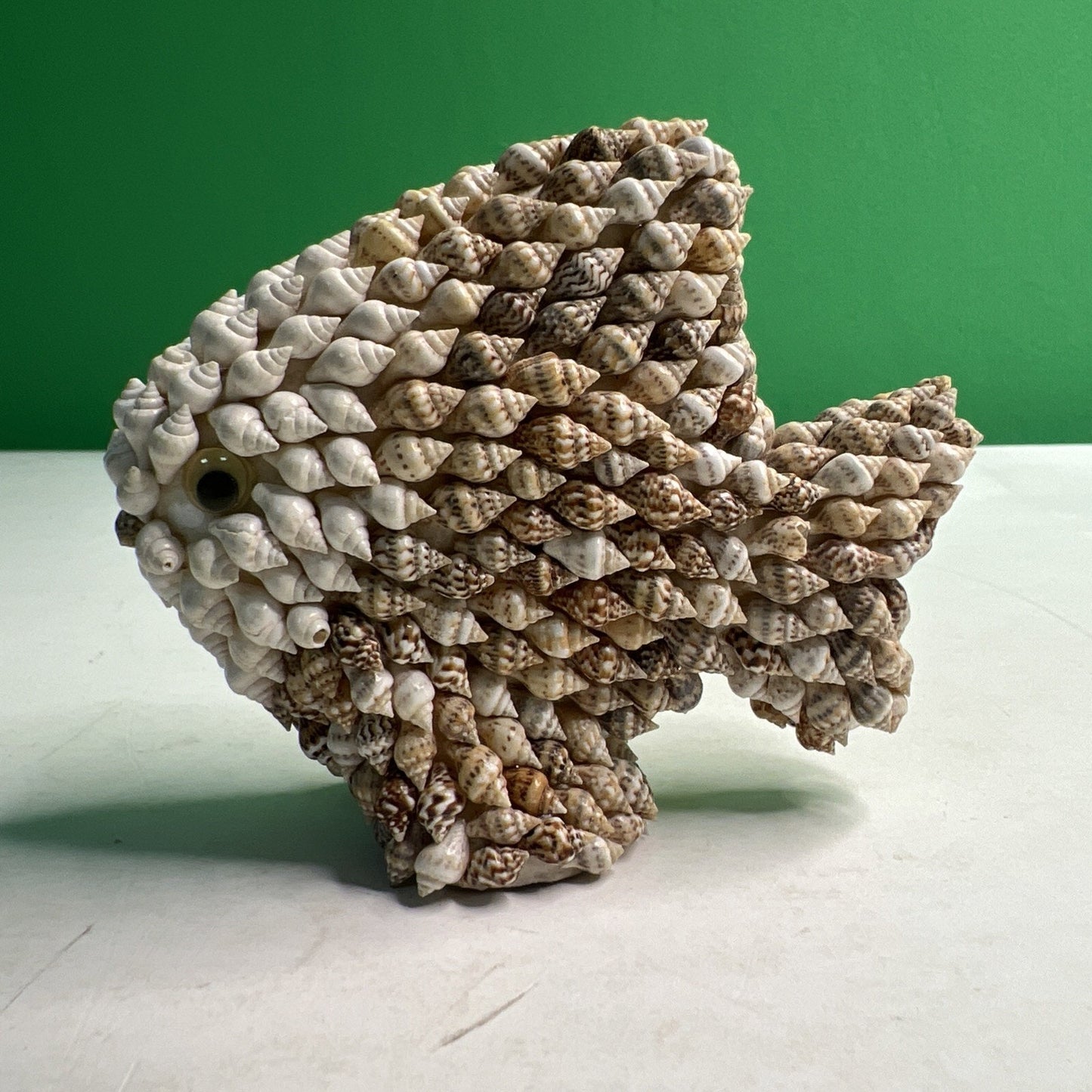 Kitschy Vintage Seashell Art Angelfish Fish Sculpture Figurine