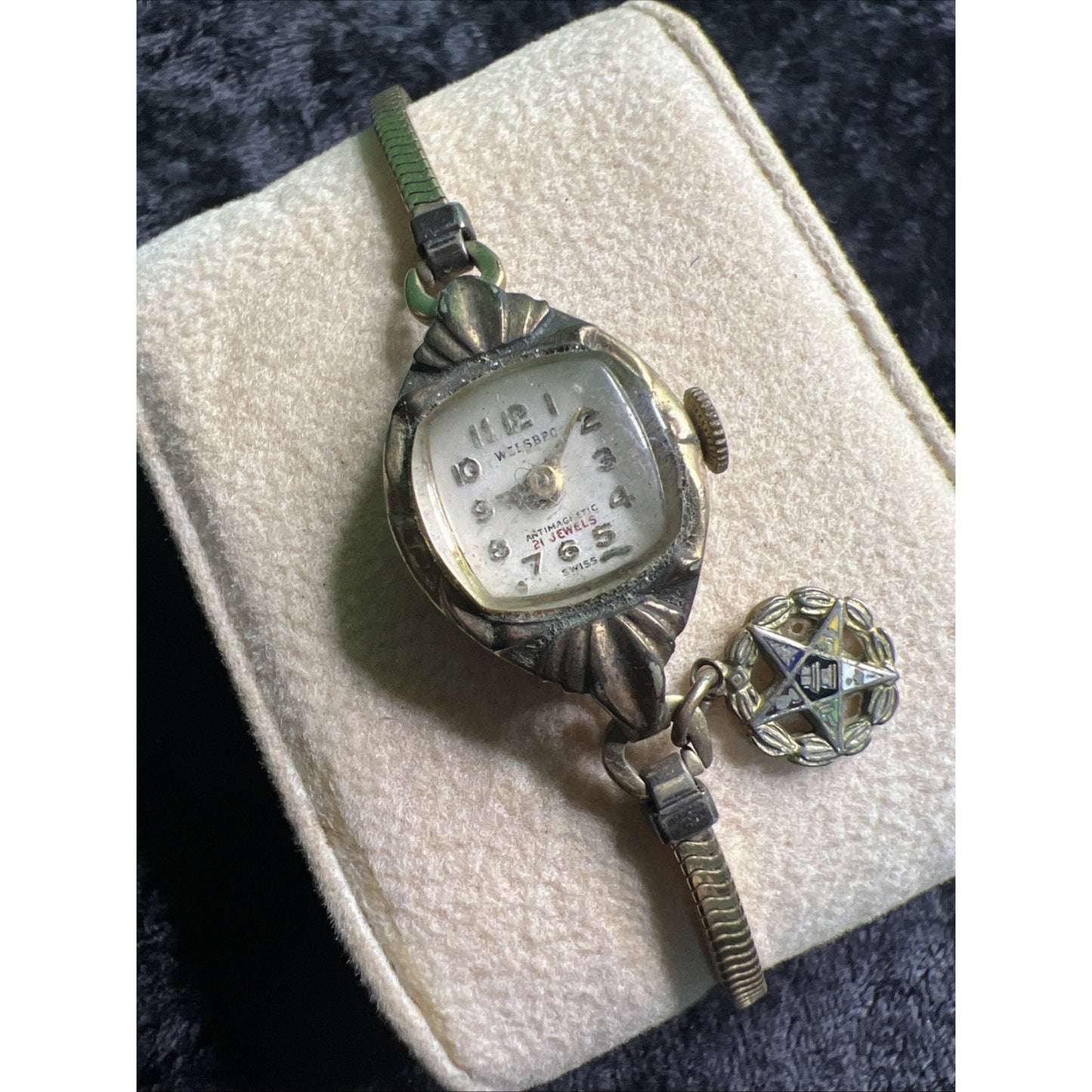 VINTAGE WELSBRO 21 JEWELS SWISS MECHANICAL WOMEN'S WATCH 10K RGF TOP SS BACK