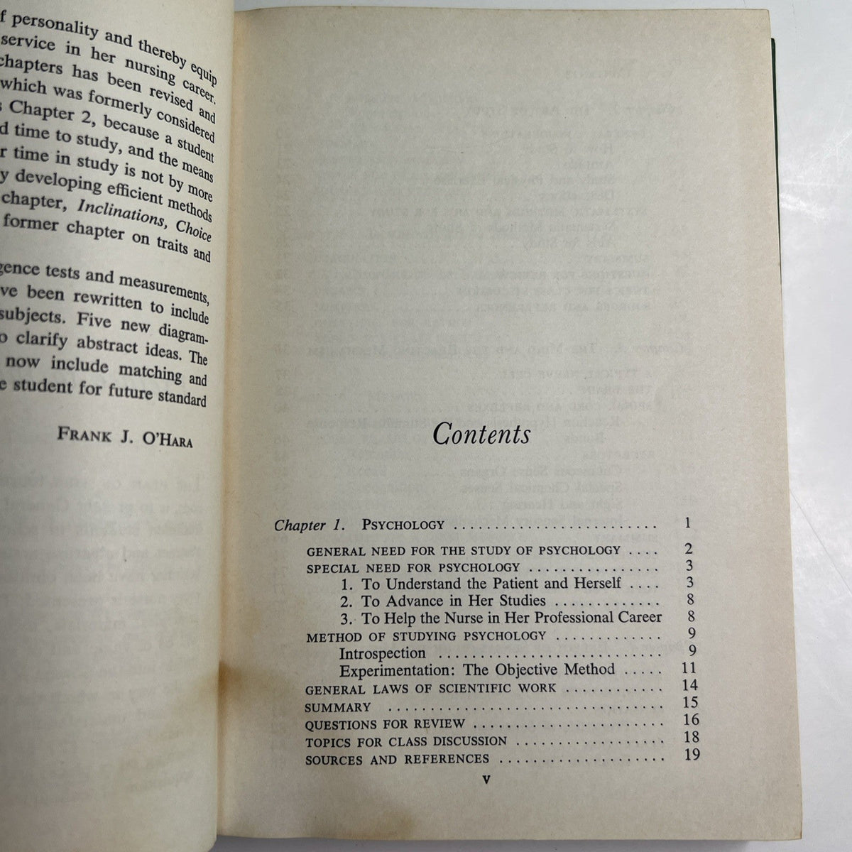 Psychology And The Nurse by Frank J. O’Hara 1954 HC 4th Edition Illustrated