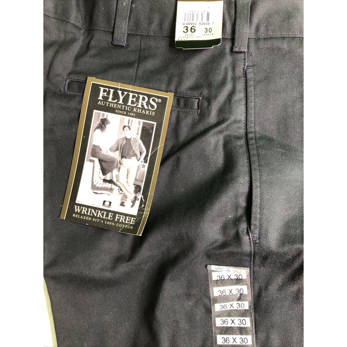 New With Tags FLYERS Pleated KHAKI Pants Mens Wrinkle Free Relaxed Fit 36 x 30