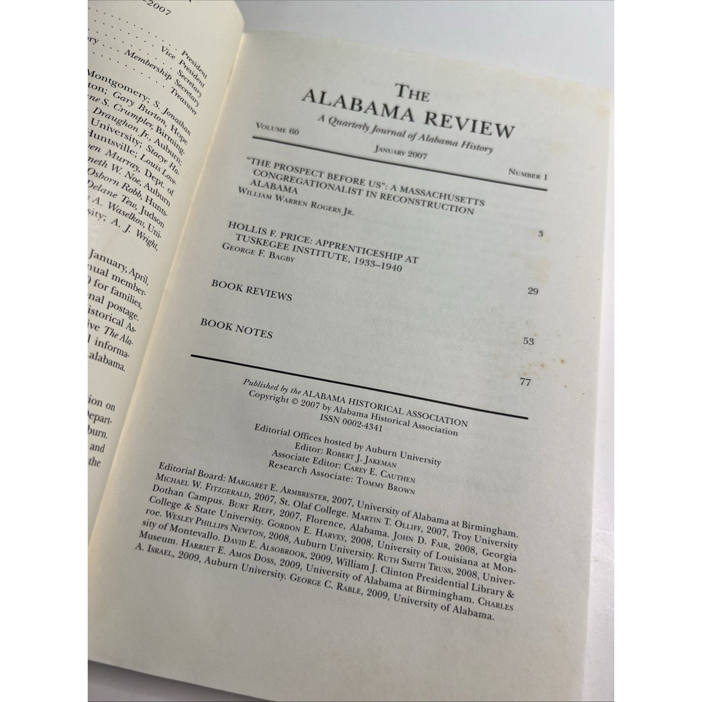 The Alabama Review A Quarterly Journal of Alabama History, January 2007
