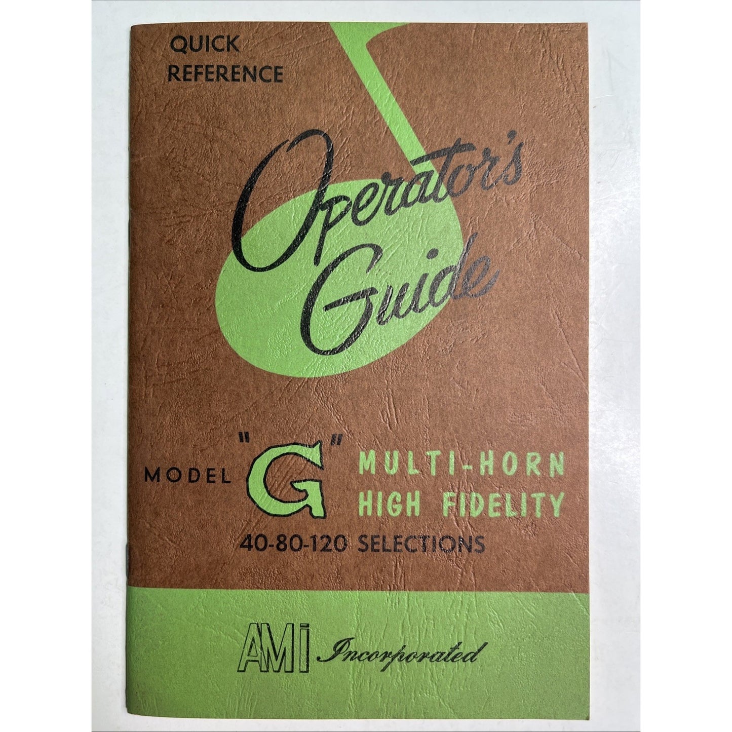 RARE ORIGINAL AMi Model "G" Operators Guide for 40-80-120 Selections Manual