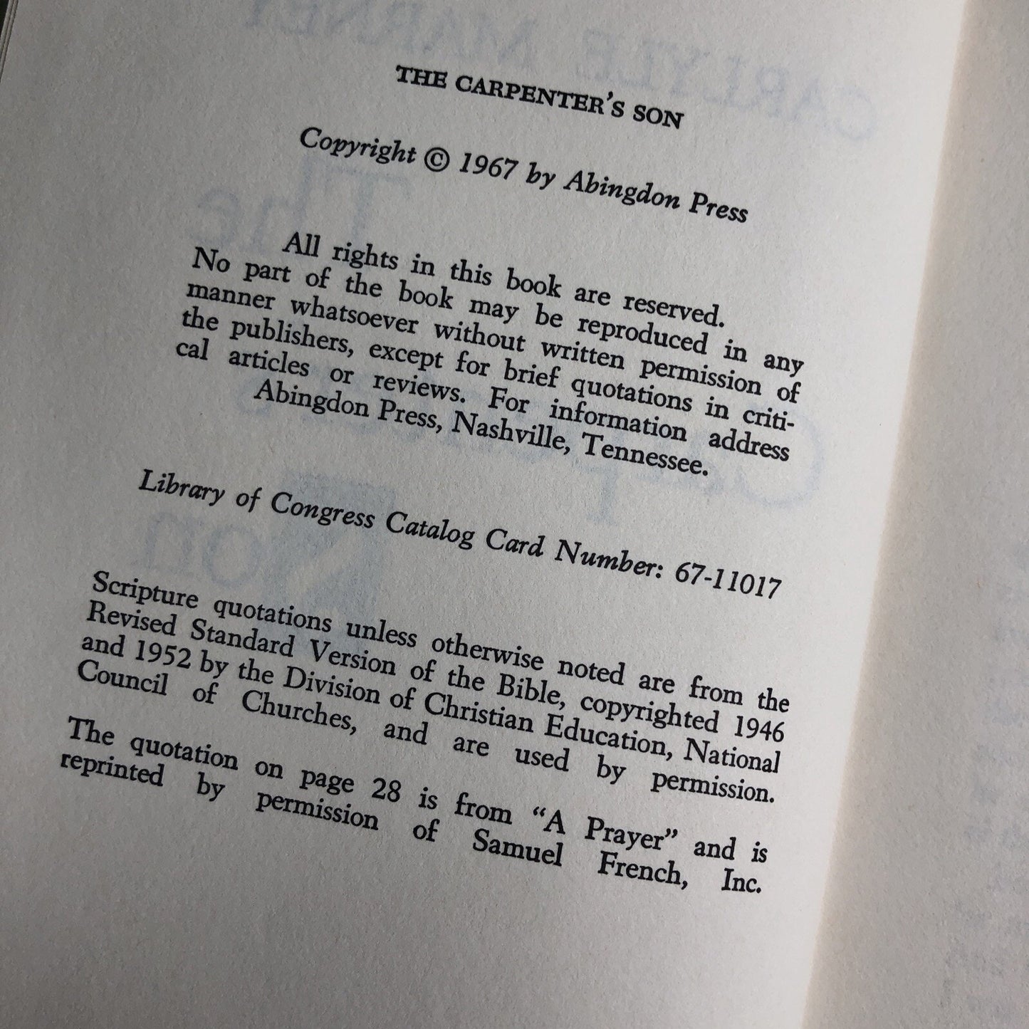The Carpenter's Son But Who Do You Say That I Am Carlyle Marney 1967 (HCDJ)