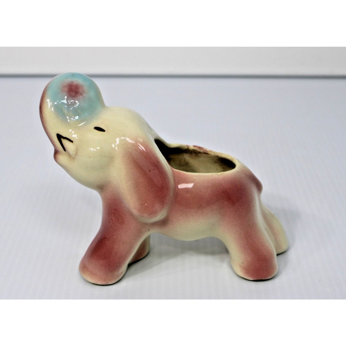 Vintage Mid Century Kitschy Elephant Ceramic Planter, Pottery, Baby, Nursery