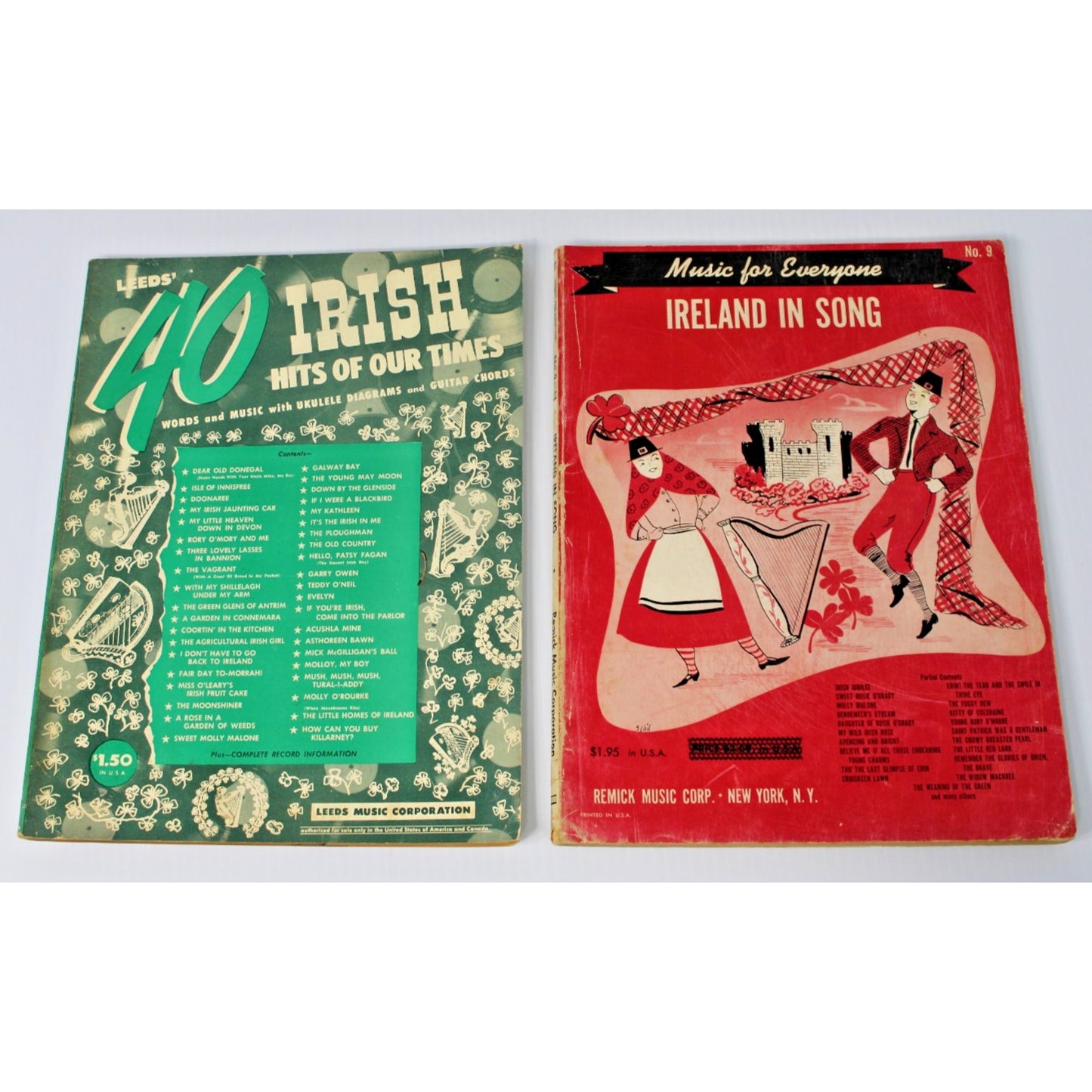2 Vintage 1950s Irish Music Songbooks for Piano, Voice, Guitar, Ukelele