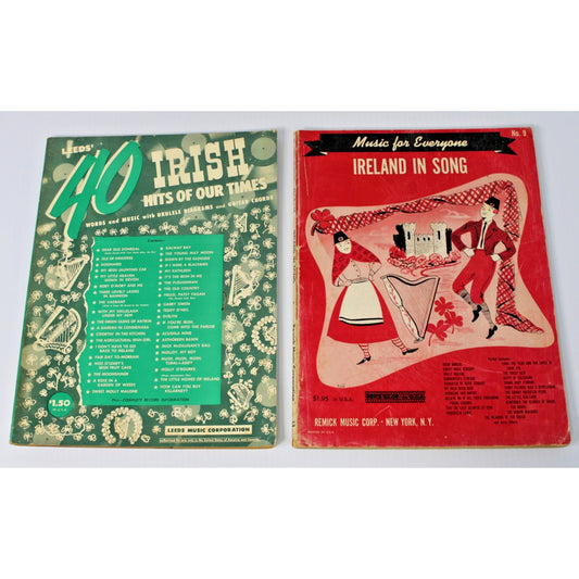 2 Vintage 1950s Irish Music Songbooks for Piano, Voice, Guitar, Ukelele