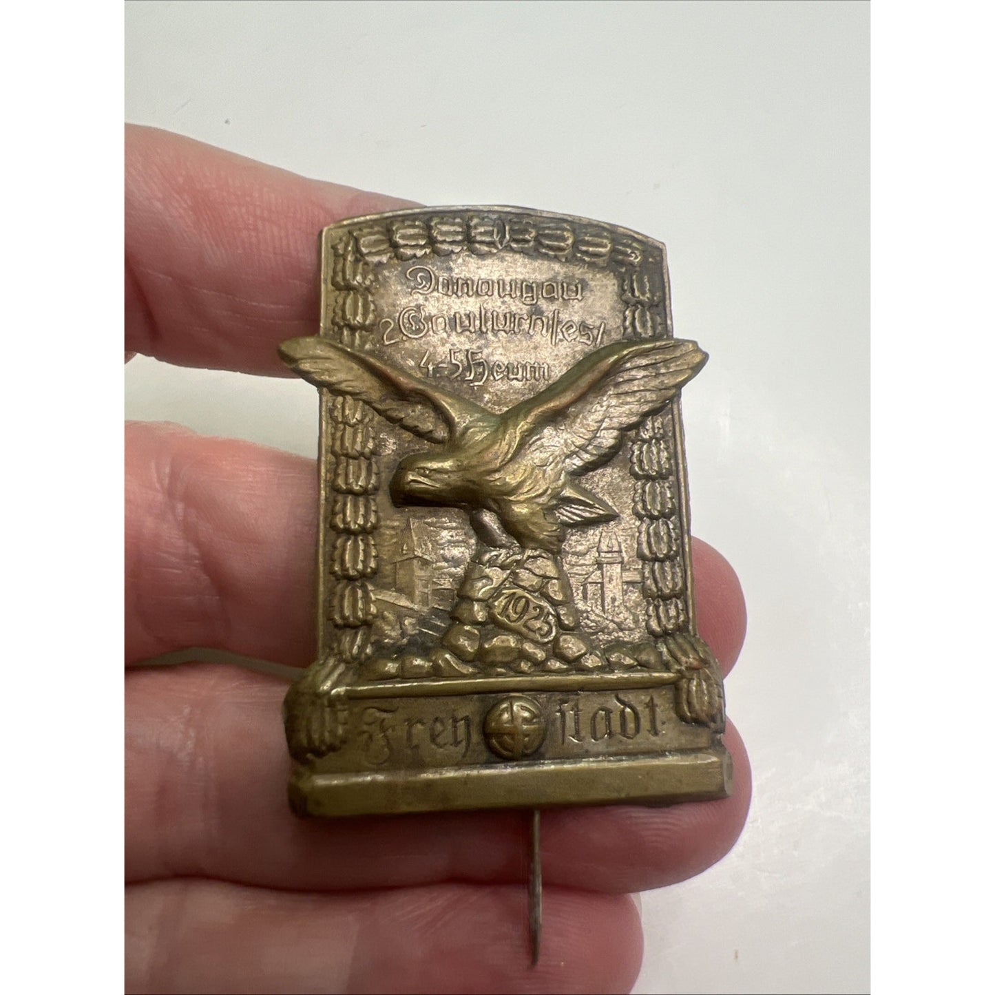 1925 Bronze Tinnie Badge 2nd District Gymnastics Festival Freystadt Third Reich