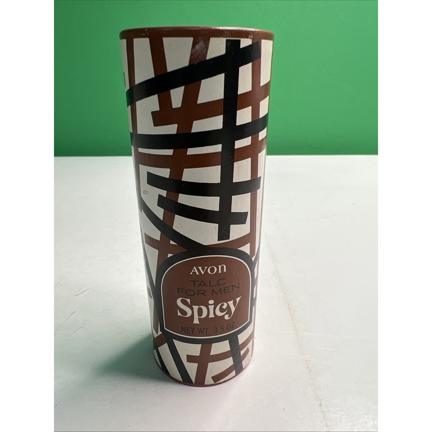 Vintage Avon Talc For Men Spicy Brown and Black Canister Original 3.5 oz