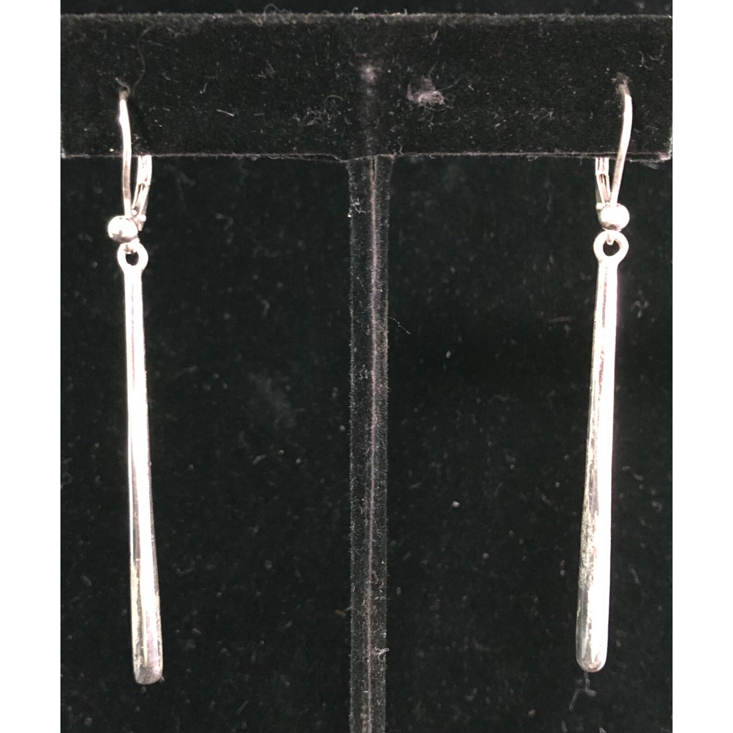 Vintage Sterling Silver .925 Drop Dangle Earrings Retro Cool Style Lever Back
