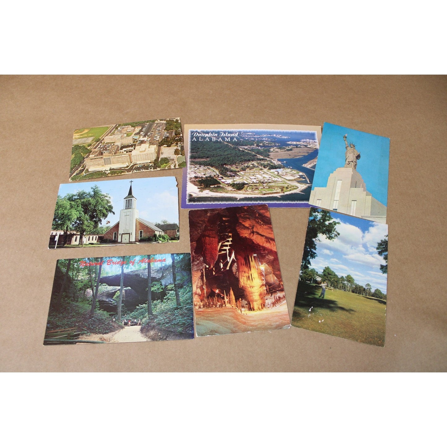 7 Vintage Souvenir Postcards from Alabama, Dauphin Island, Birmingham, Mobile