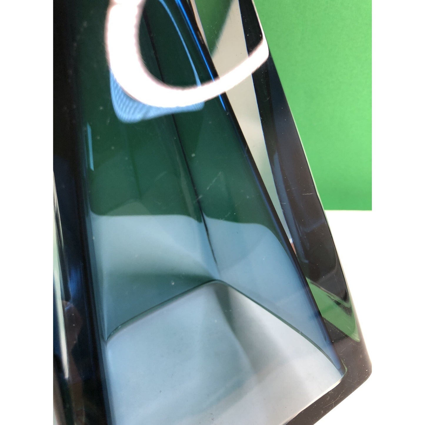 Vintage Cobalt Blue & Clear Crystal Pyramid Glass Triangle 12” High