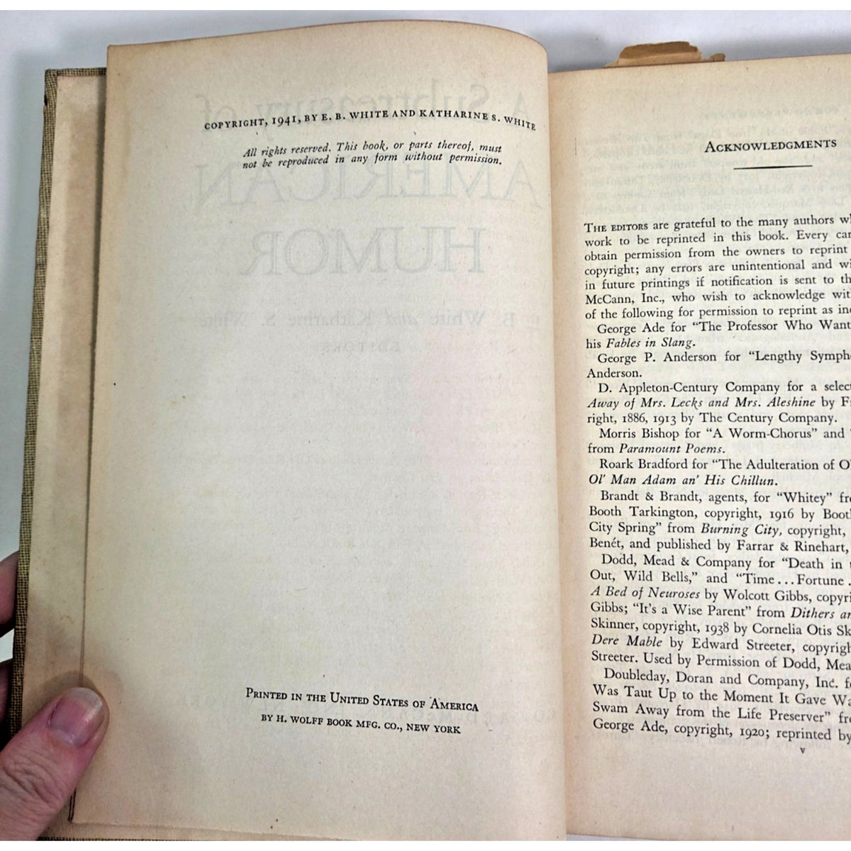1941 A Subtreasury of American Humor First Edition E.B. White Vintage Book