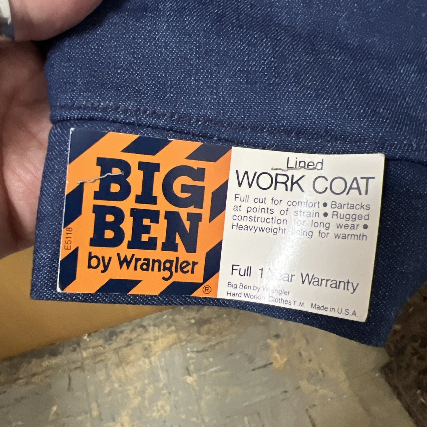 Vintage NOS NWT BIG BEN by Wrangler Denim Jacket Lined Gas Oil 76 Patch Size 44