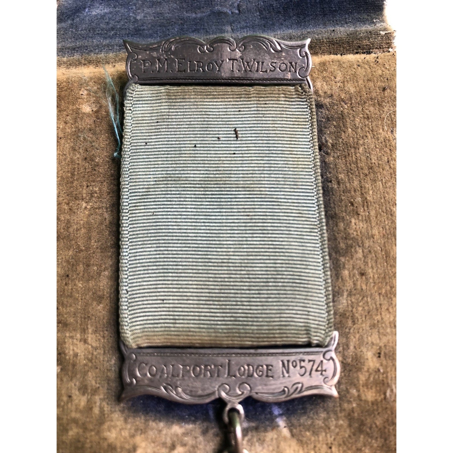 Masonic Past Master Emblem of Office 1947 Coalport Lodge No. 574 Ribbon Bar