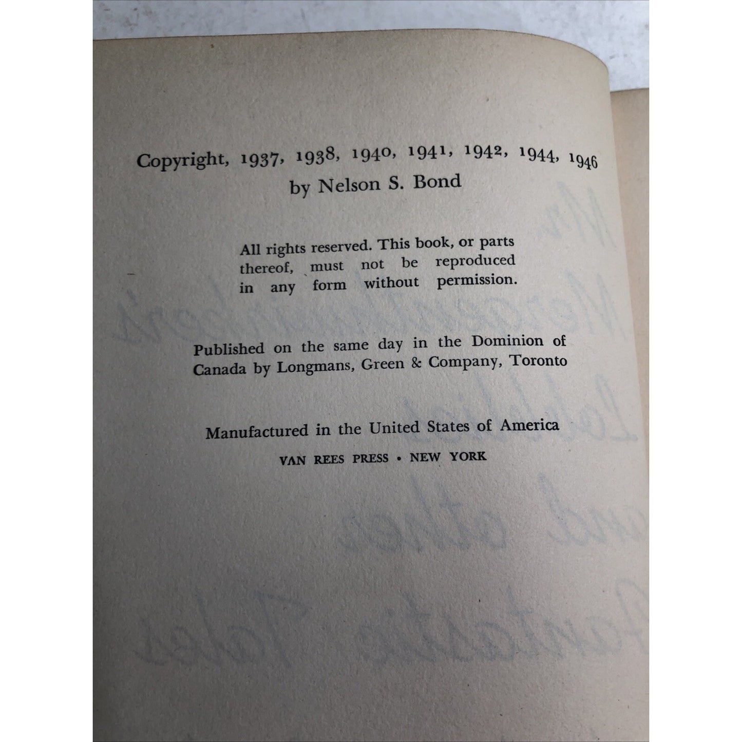 MR. MERGENTHWIRKER'S LOBBLIES AND OTHER FANTASTIC TALES By Nelson Bond SIGNED