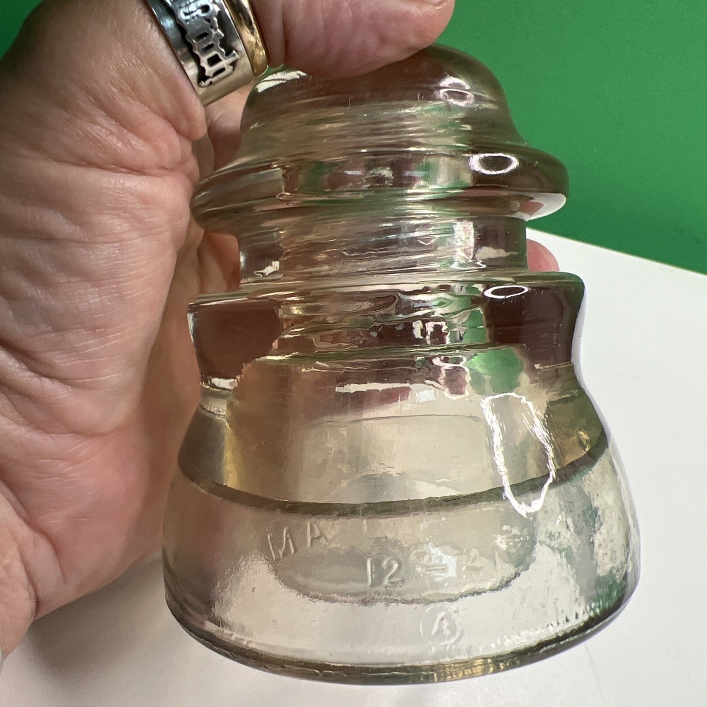Vintage WHITALL TATUM No.1 12-41 Clear Glass Insulator Made in the USA