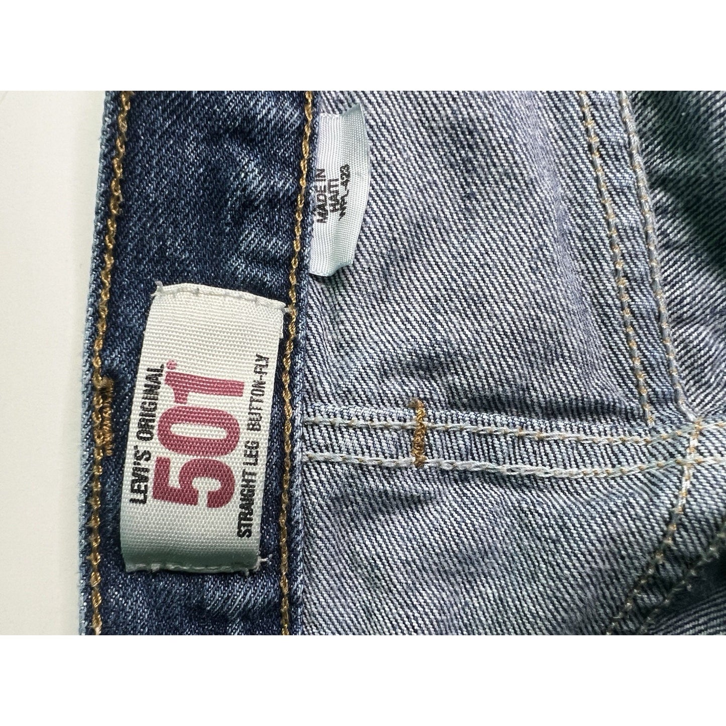 Levis Original 501 Button Fly Straight Leg Blue Denim Jeans Mens 36x34