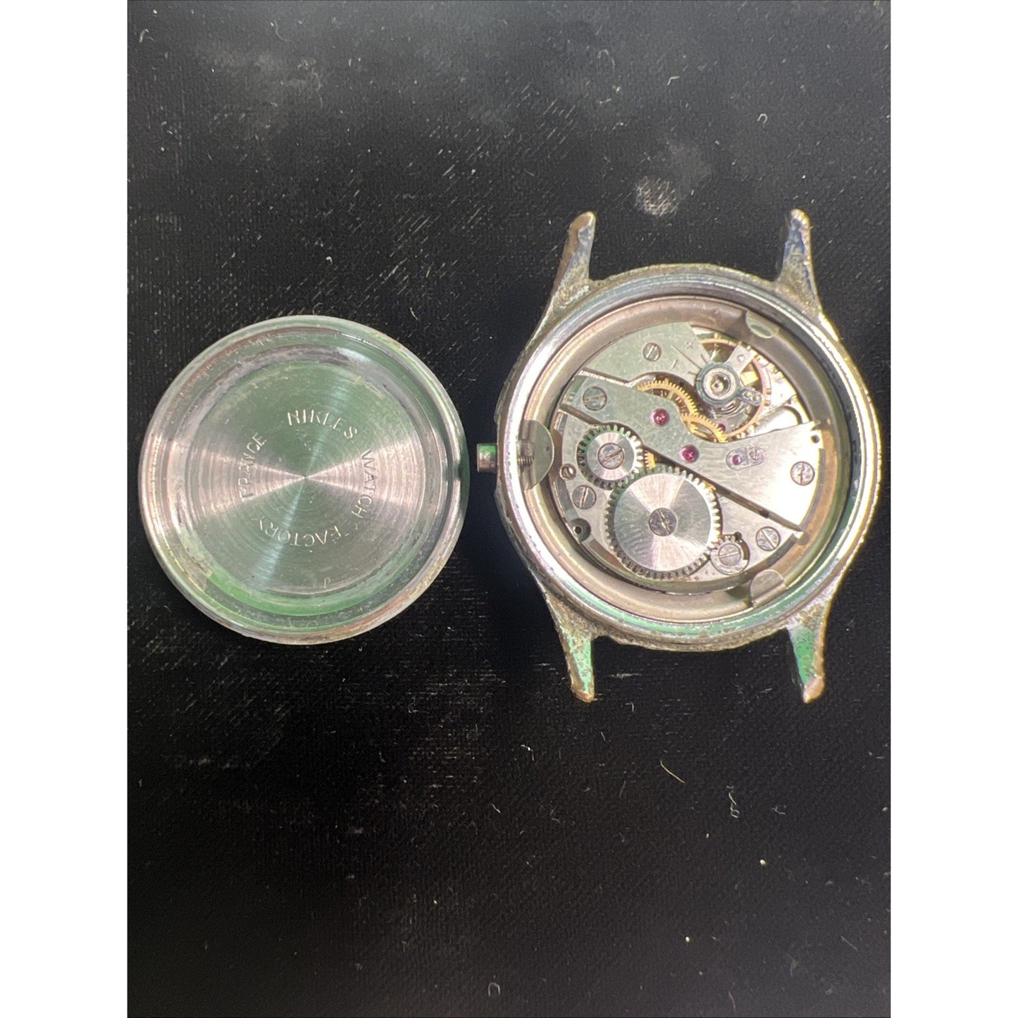 Nikles Watch Co Wristwatch Movement Vintage Men's Parts or Repair France