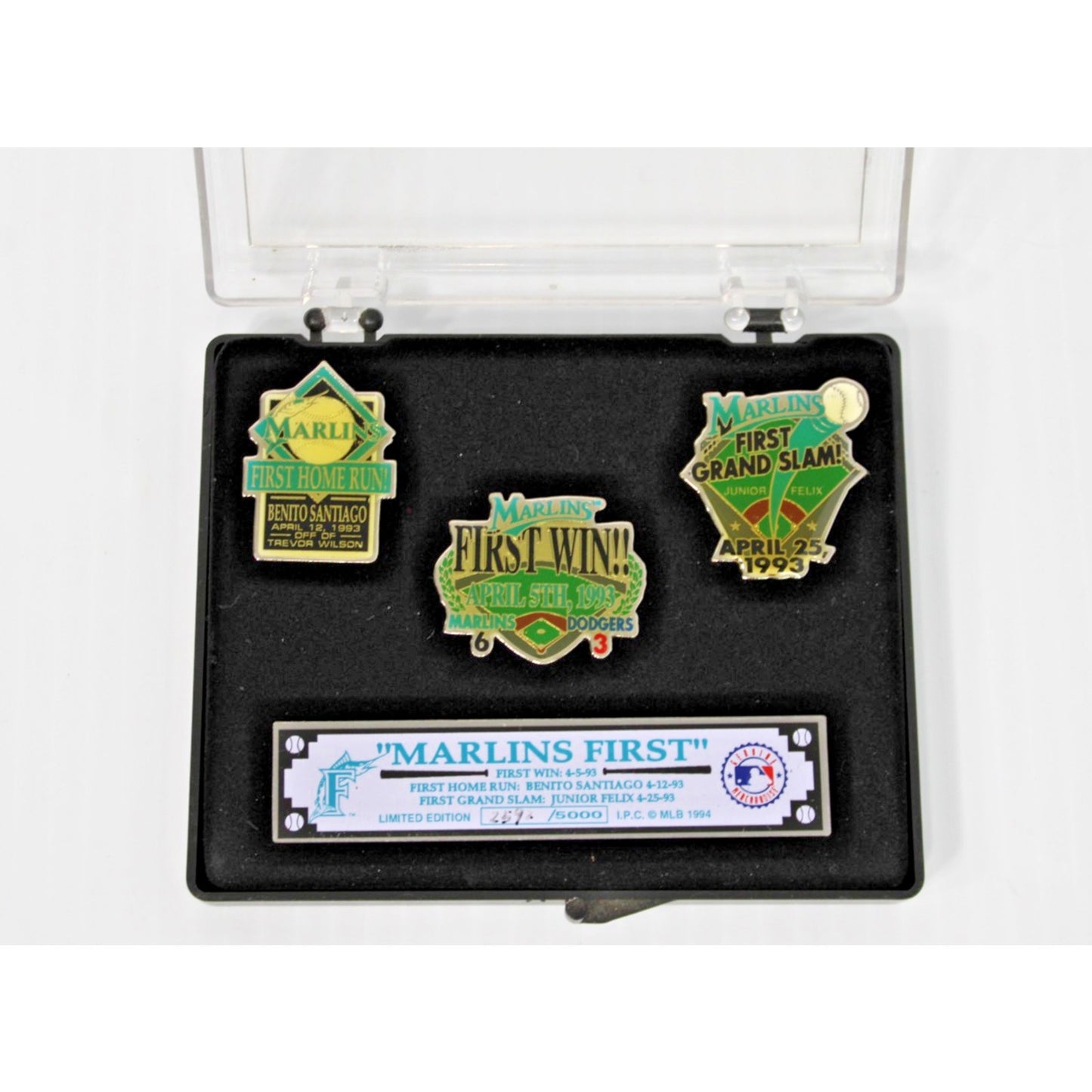 1993 Florida Marlins First Win Pin Tack Set of 3 LMTD Edition 2592/5000 4-5-93