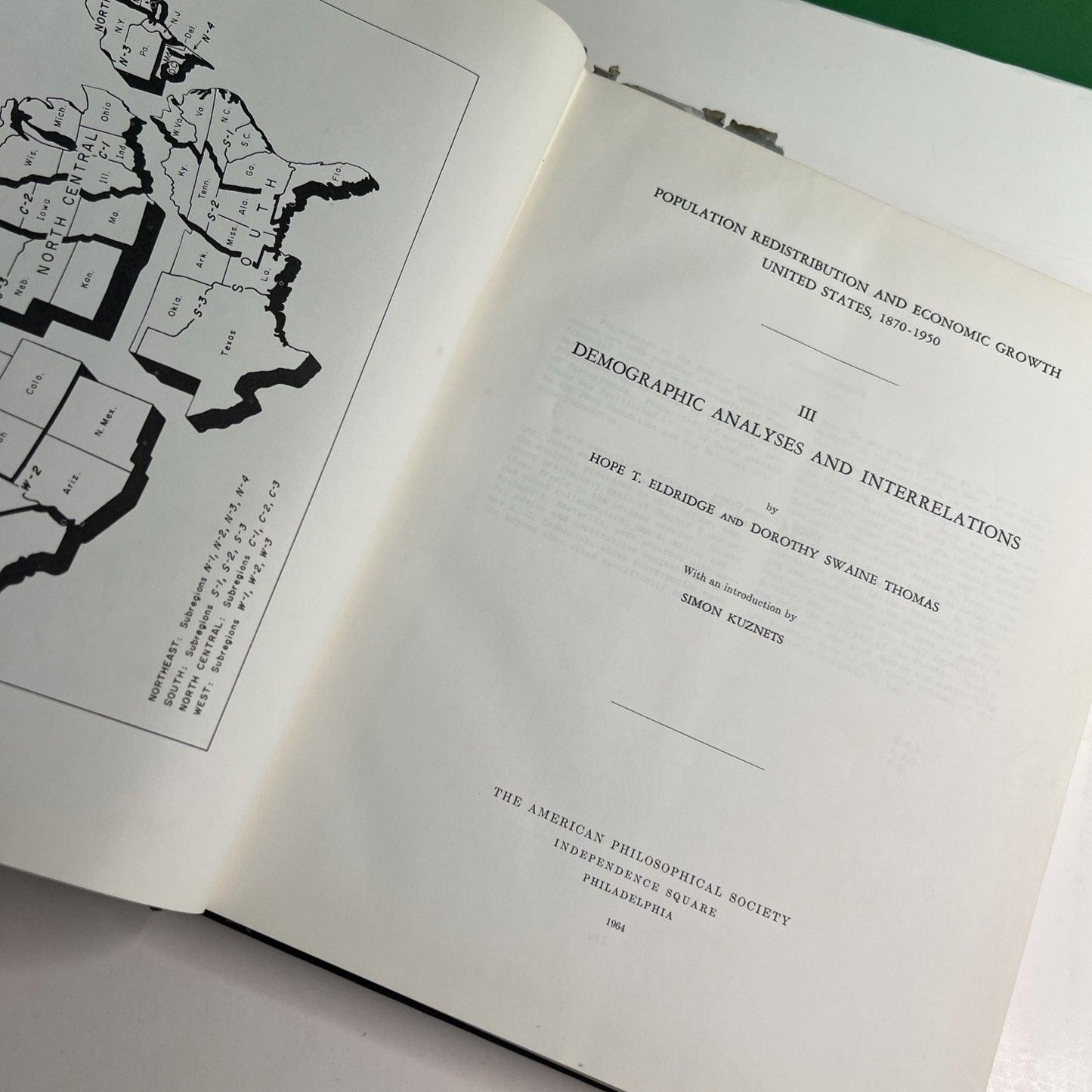 1964 HC DJ Population Redistribution Economic Growth US 1870-1950 Eldridge Thoma