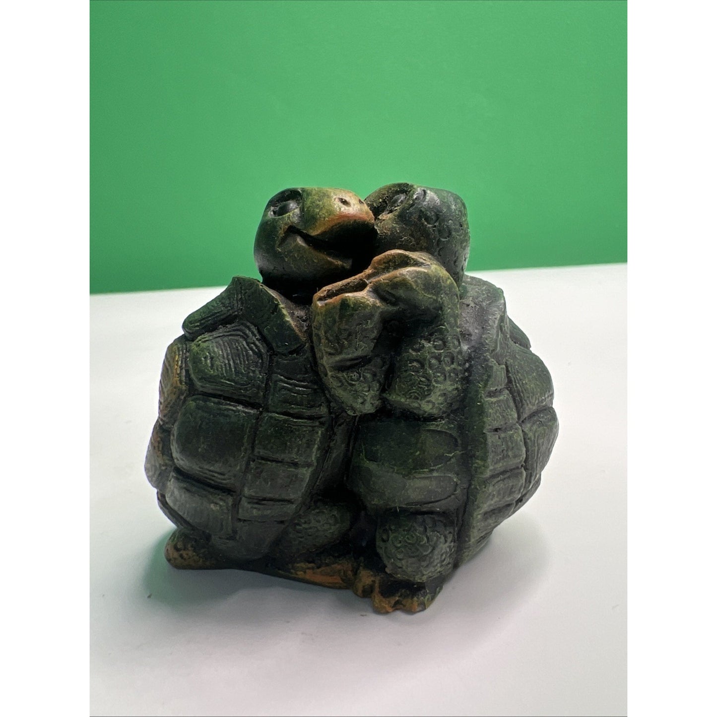 Vintage Arts In Stone Turtle Couple Hugging Figurine Made In Holland Reptile