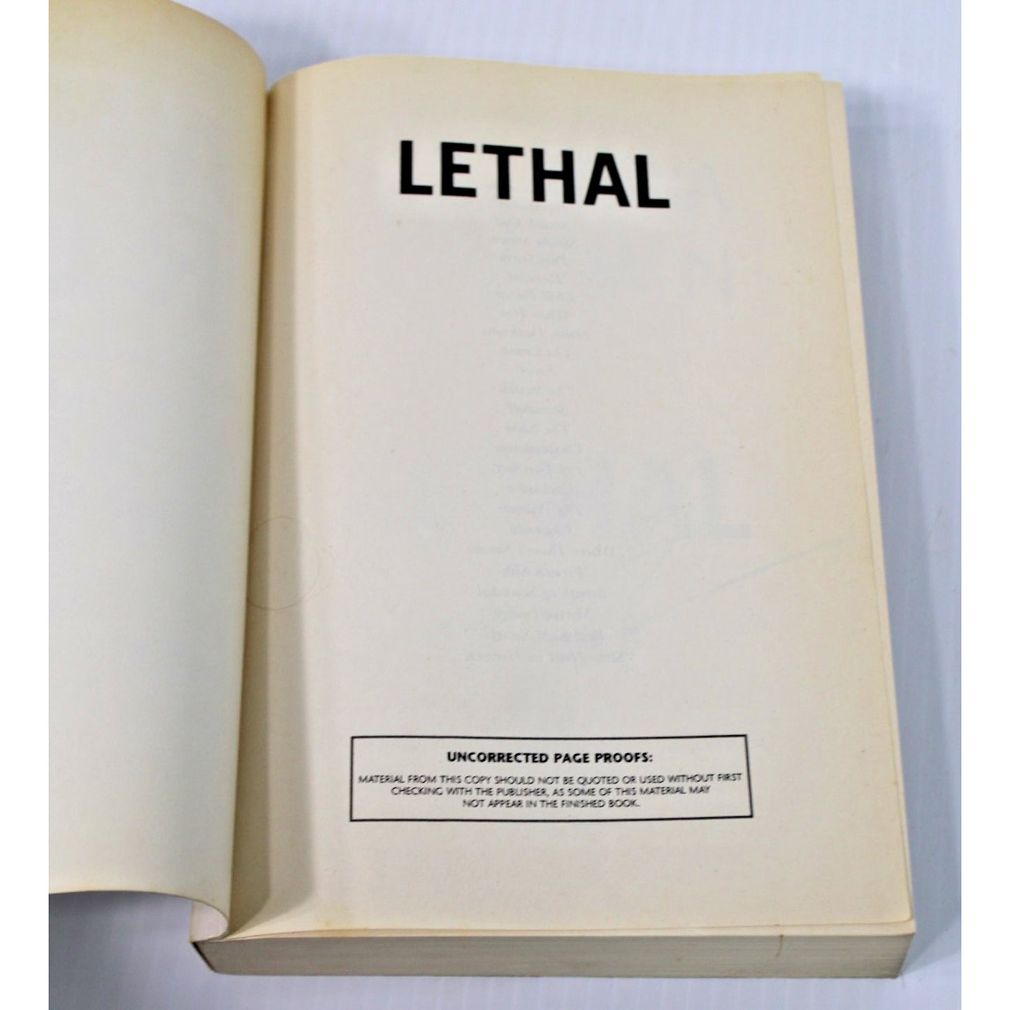 *Signed* Uncorrected Proof by Sandra Brown- Lethal, 2011, Advance Copy