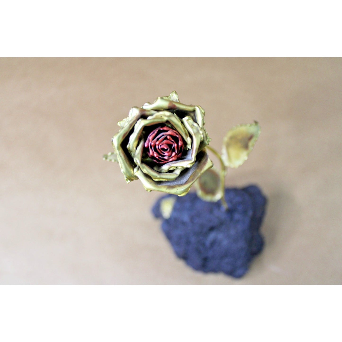 Brass Copper Rose Metal Sculpture Keepsake Personalized "Cole"