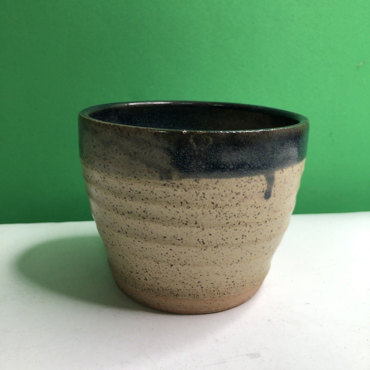 CHARLES GOLLOTT POTTERY Planter Pot Partially Glazed Speckled Mobile Alabama