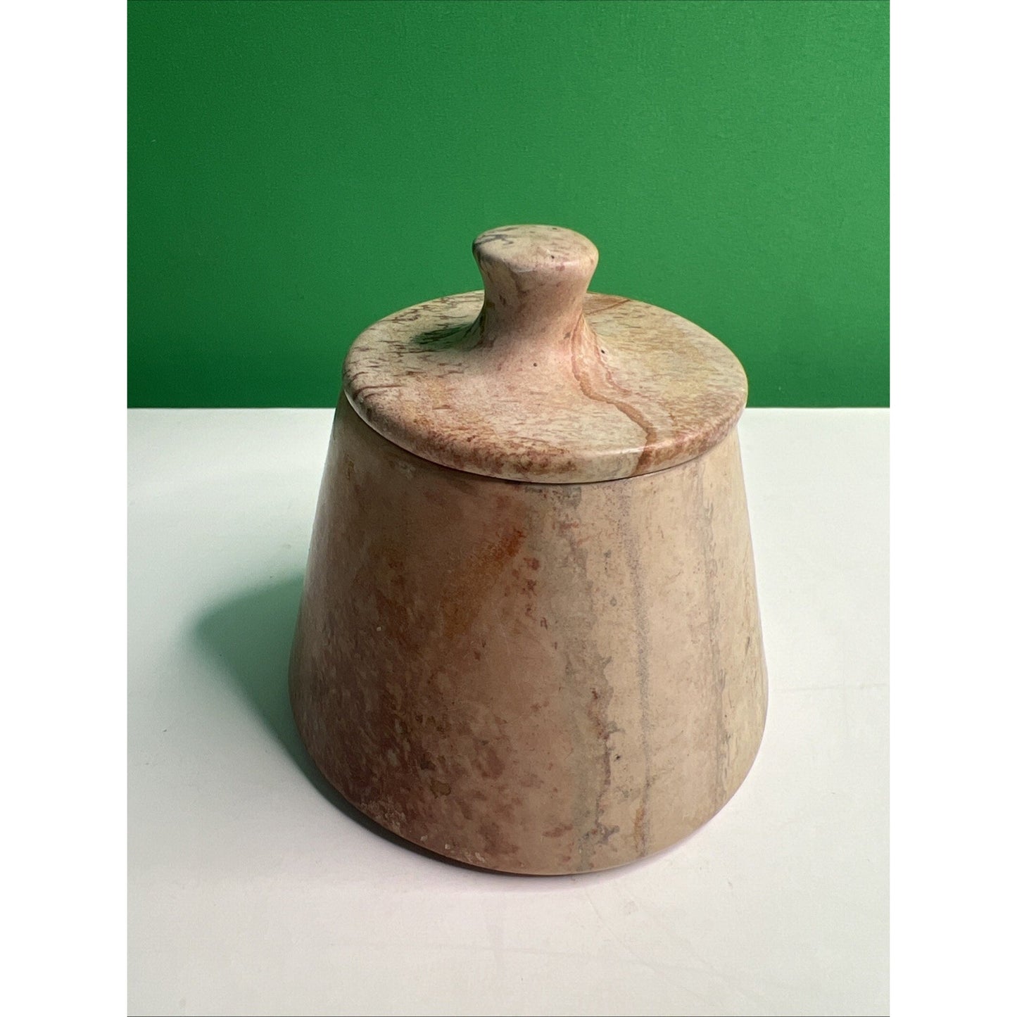 Carved Soapstone Small Jar Trinket Vanity Natural Stone with Lid