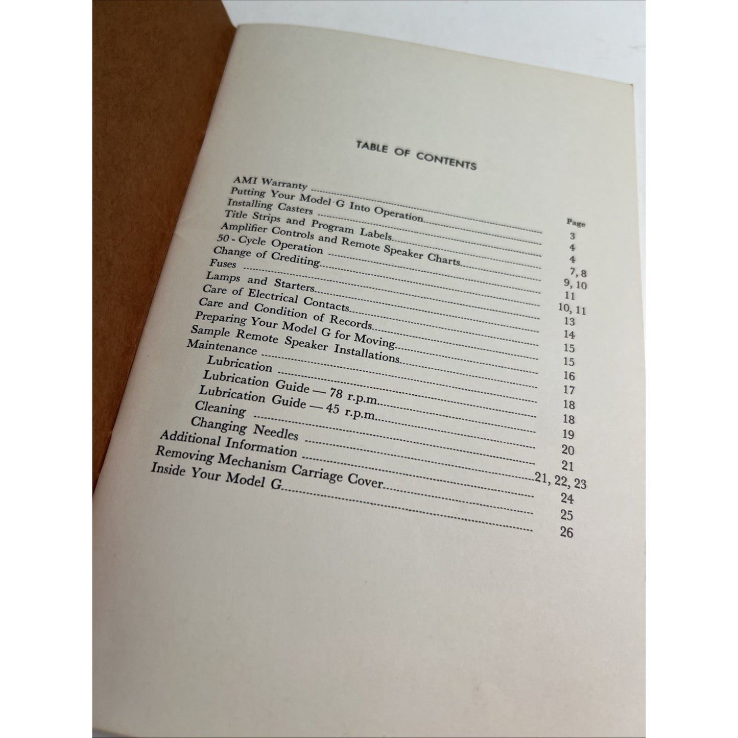 RARE ORIGINAL AMi Model "G" Operators Guide for 40-80-120 Selections Manual