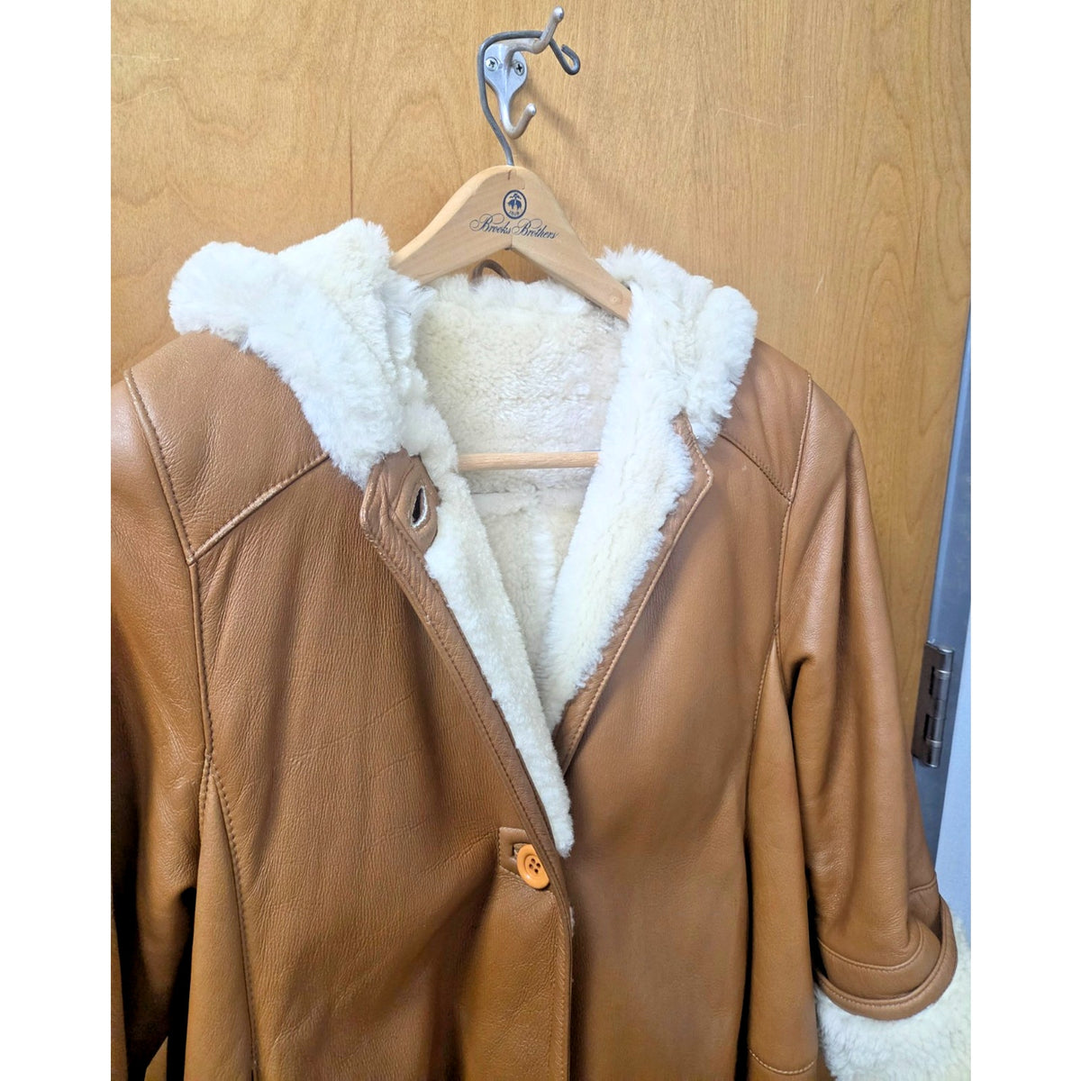 Vintage Italian Shearling Hooded Coat | Real Leather & Wool | US 8 / IT 44