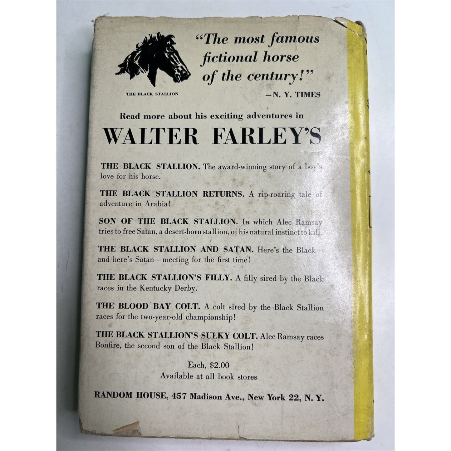 "The Black Stallion and Satan" by Walter Farley (1949) HC DJ 11th Printing