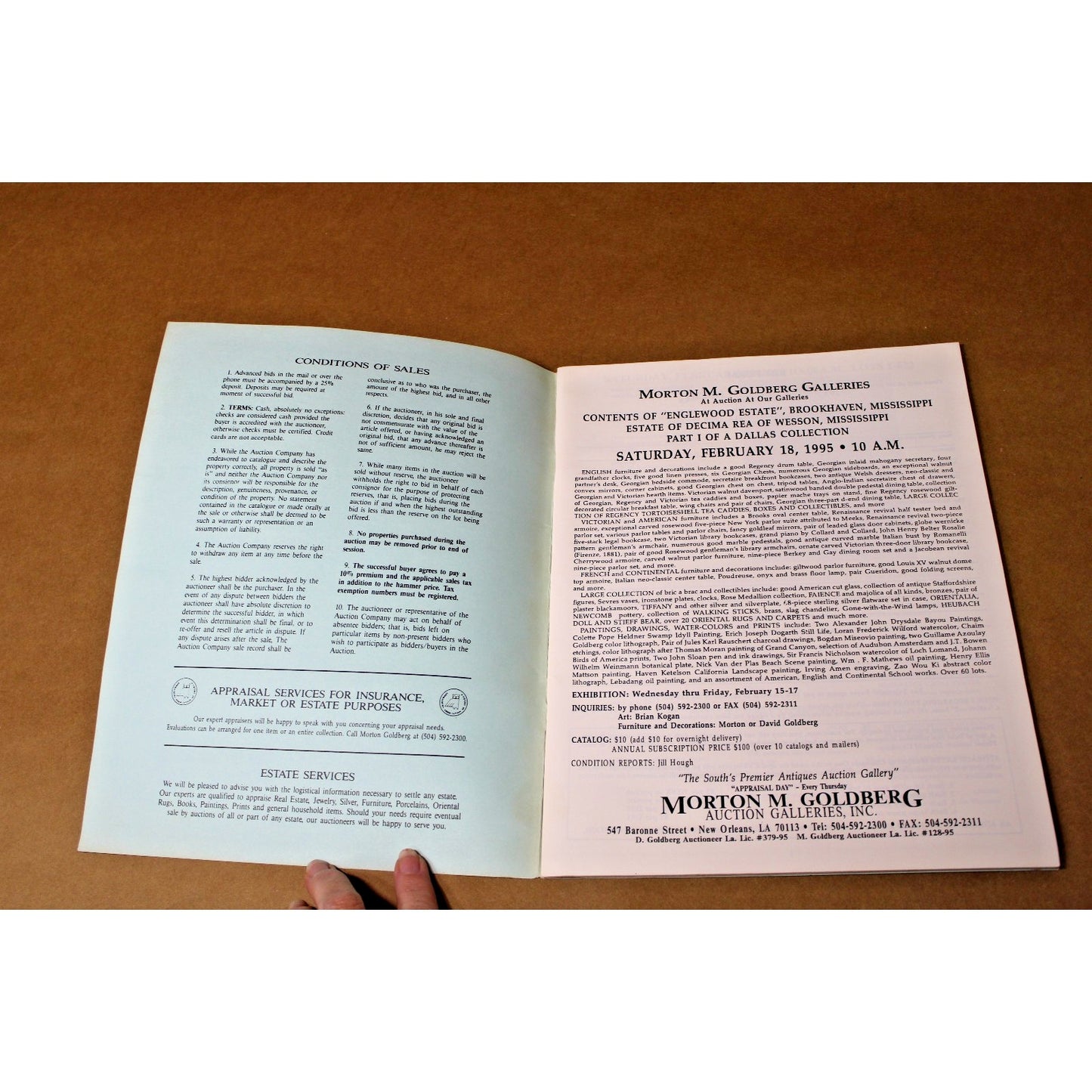 Englewood Estate Auction Catalog, 1995 Brookhaven, Mississppi, Morton Goldberg