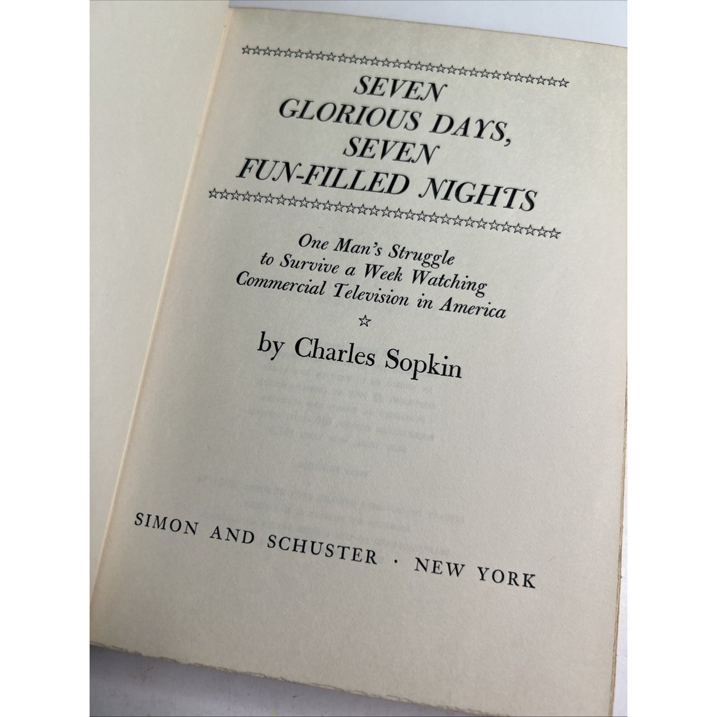 Seven Glorious Days Seven Fun-Filled Nights HC DJ 1st Ed by Charles Sopkin 1968