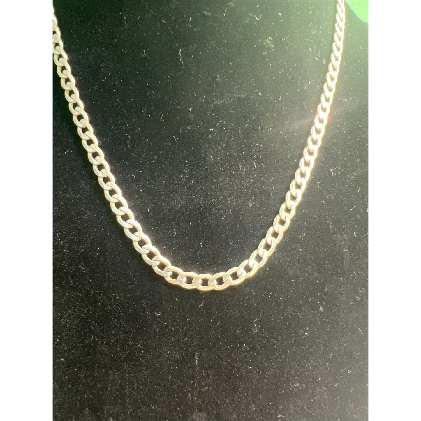 Vintage 20” Sterling Silver Curb Cuban Link Chain Necklace Lobster Claw Clasp
