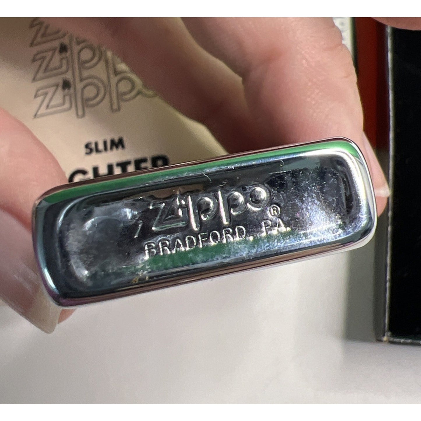 Vintage Zippo Slim Lighter Seal of the City Mobile Alabama In Original Box