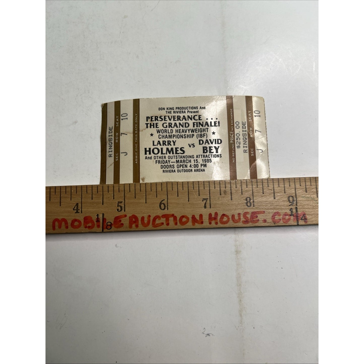 1985 Larry Holmes vs David Bey Heavyweight Boxing Event Ticket Riviera Don King