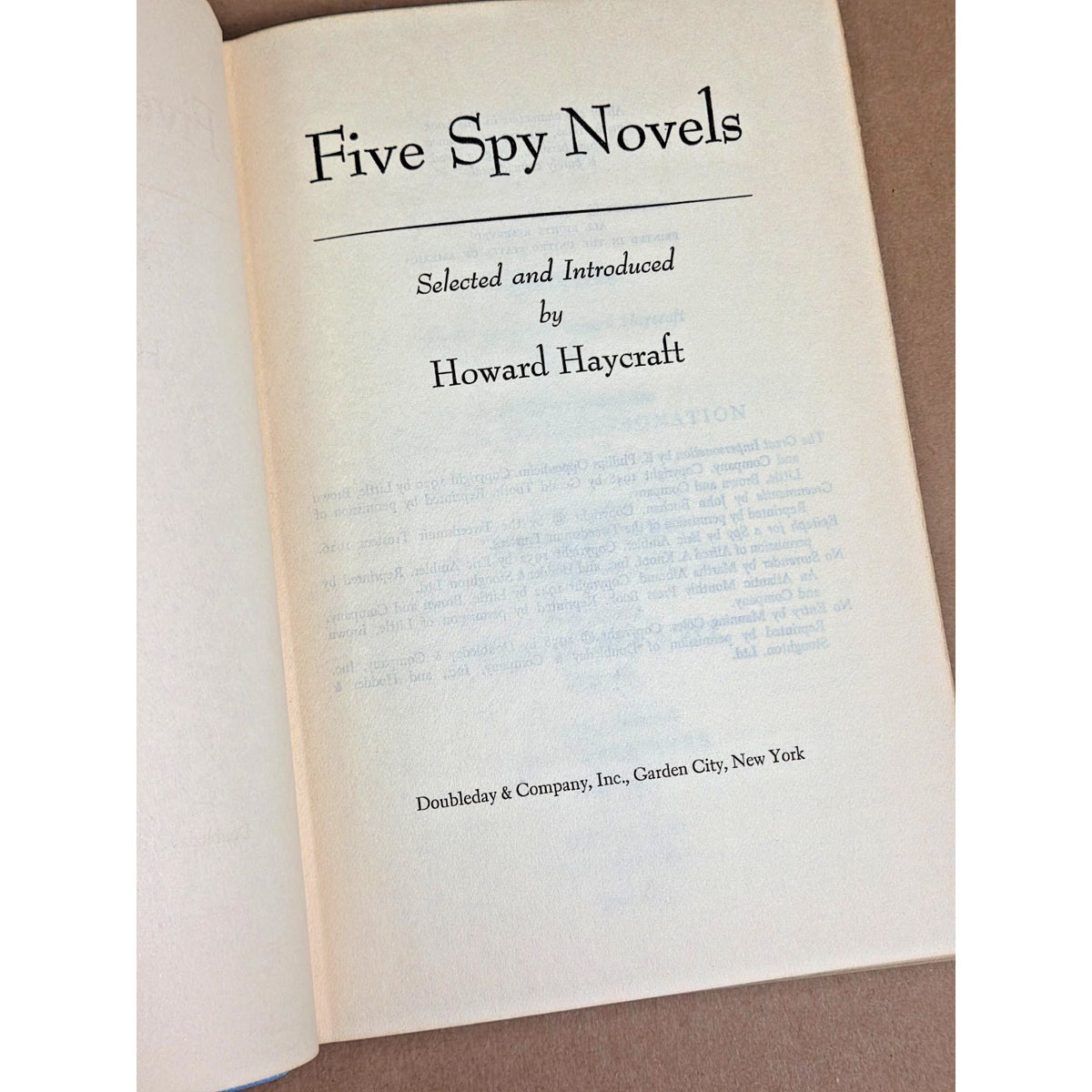 1962 Five Spy Novels Anthology - Haycraft Selection: Buchan, Ambler & More