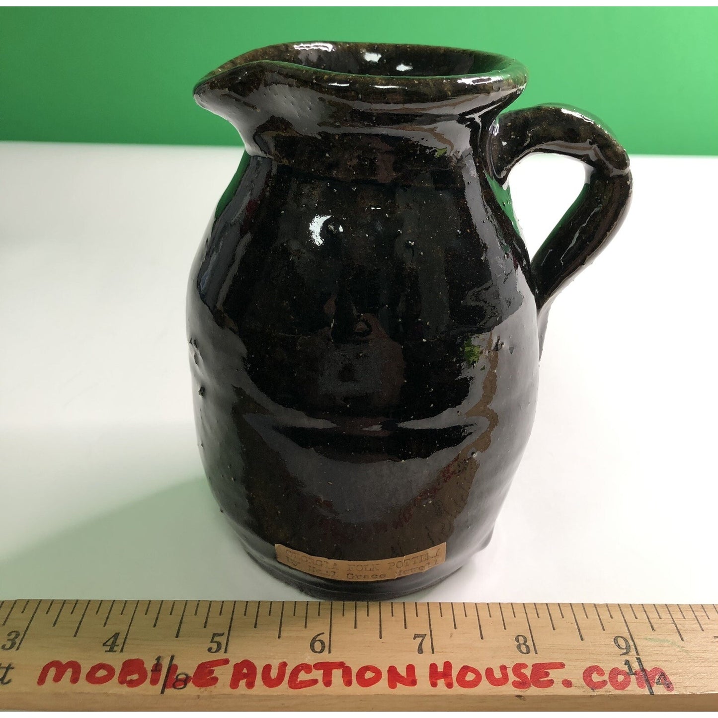 Signed Grace Nell Hewell (1933-2016) Folk Art Pottery Pitcher Georgia Potter