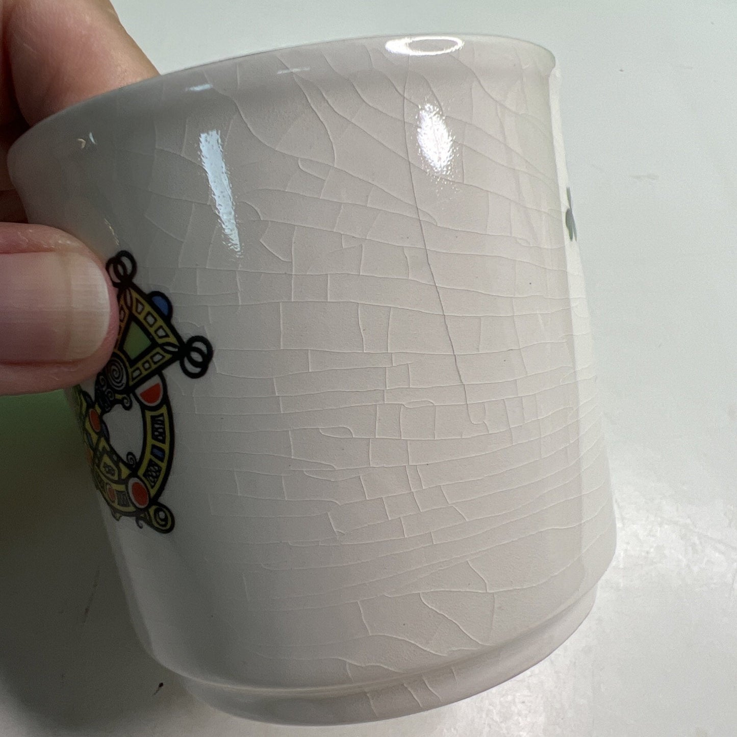 Vtg Carrigaline Pottery Irish Mug Cork Ireland Fisherman Scene Cup Crack Crazing